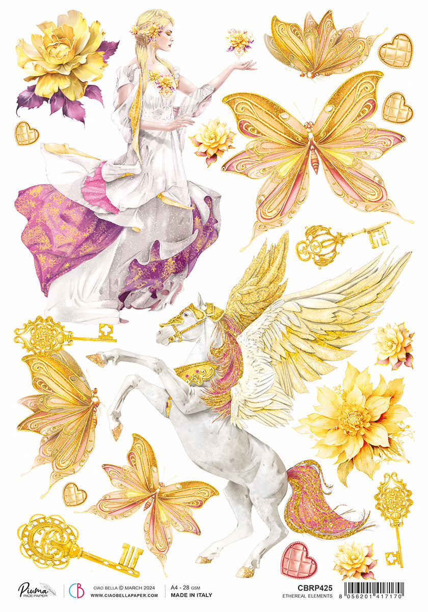 Rice Paper A4 Piuma Ethereal Elements - 5 Sheets-1