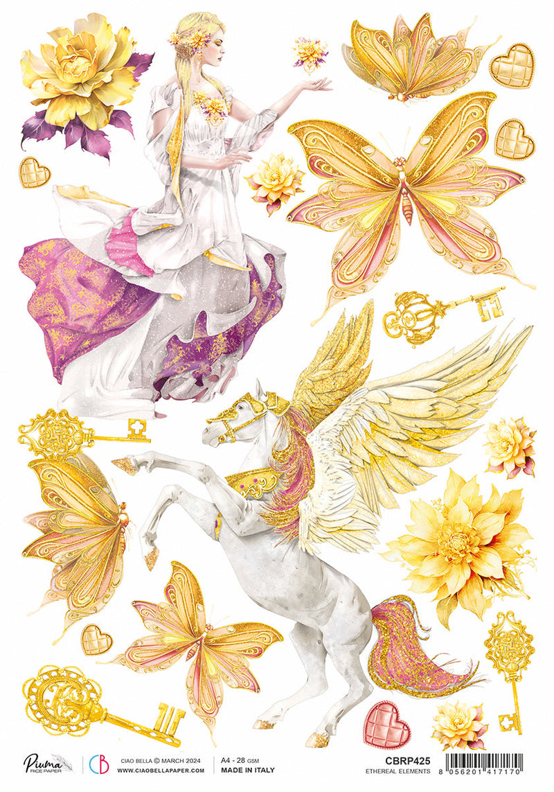 Rice Paper A4 Piuma Ethereal Elements - 5 Sheets-1