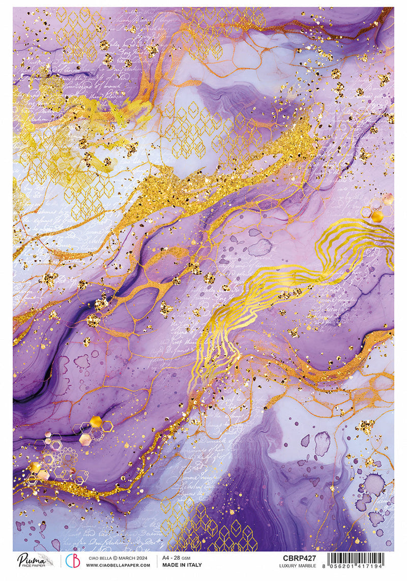 Rice Paper A4 Piuma Luxury Marble - 5 Sheets-1