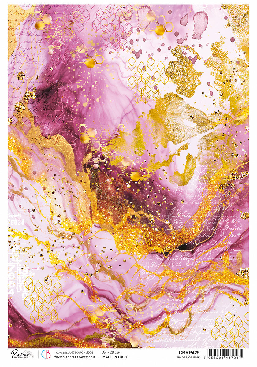 Rice Paper A4 Piuma Shades Of Pink - 5 Sheets-1
