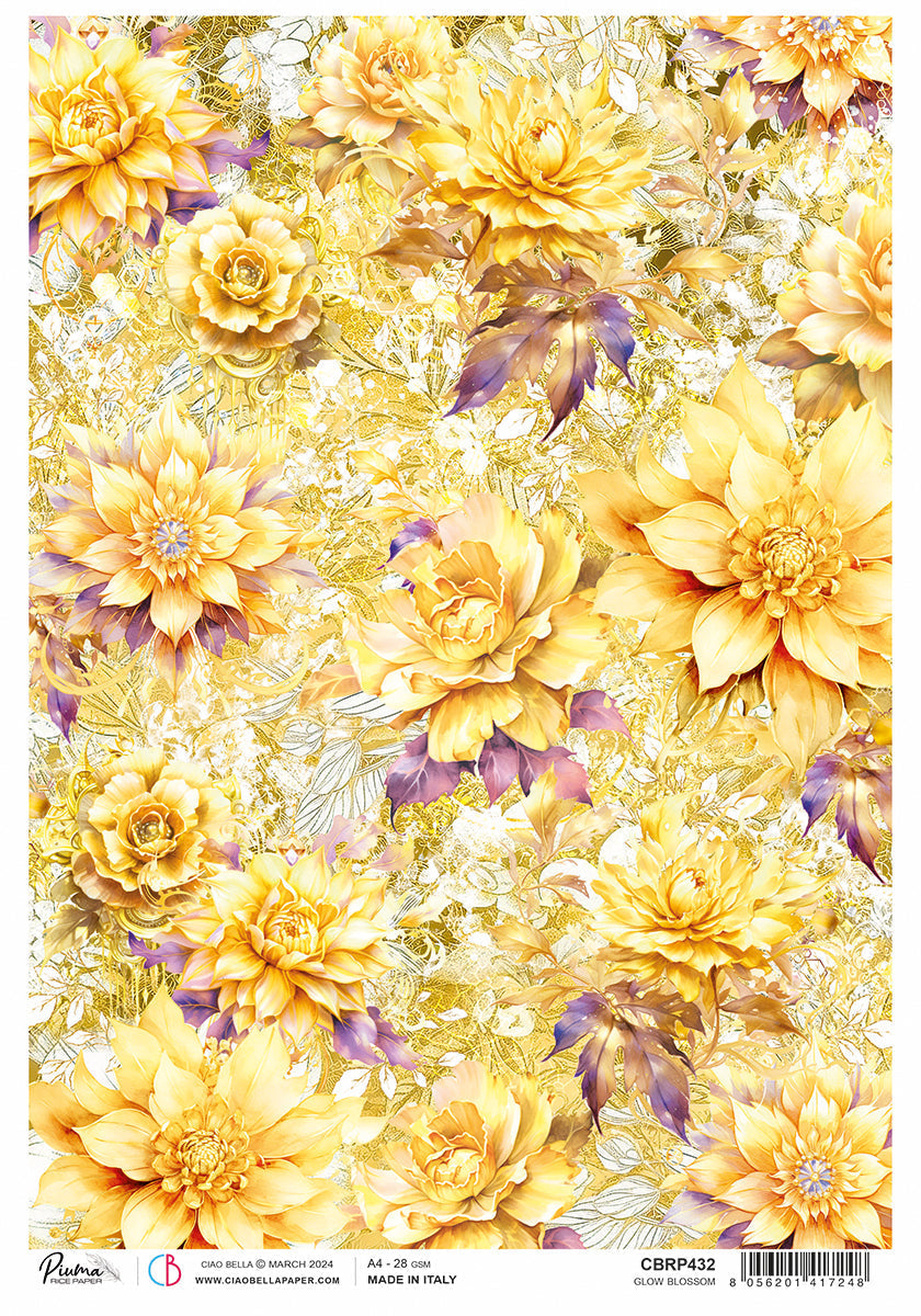Rice Paper A4 Piuma Glow Blossom - 5 Sheets-1