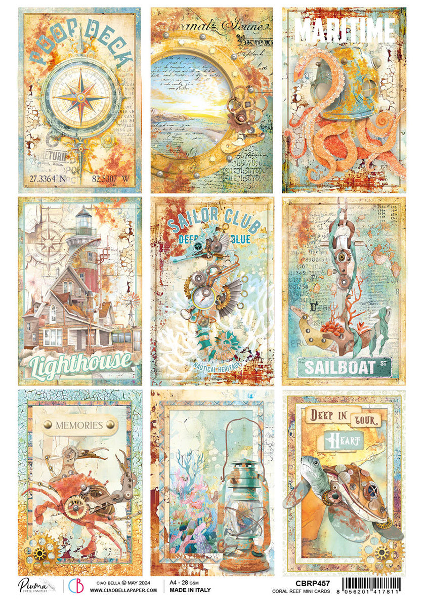 Rice Paper A4 Coral Reef Mini Cards - 5 Sheets-1
