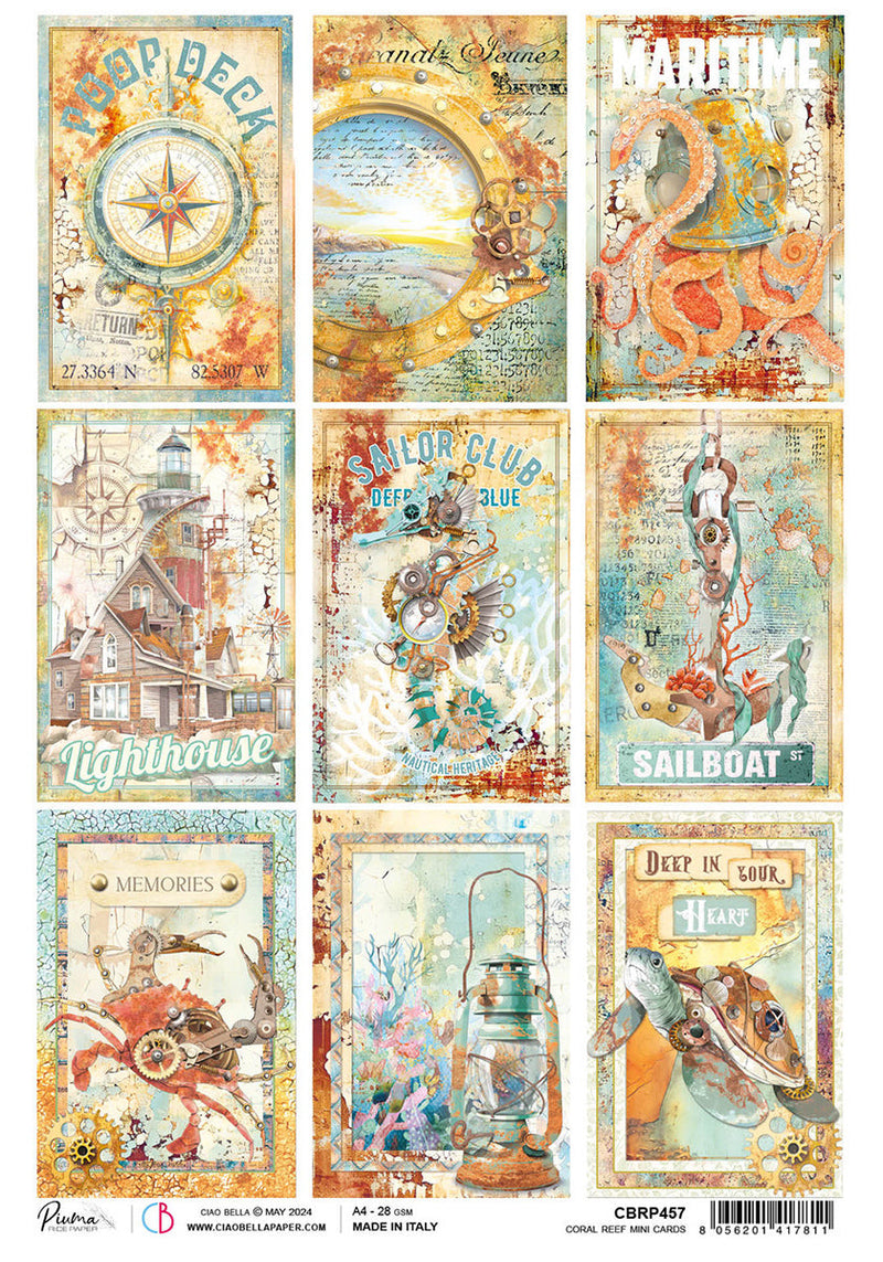 Rice Paper A4 Coral Reef Mini Cards - 5 Sheets-1