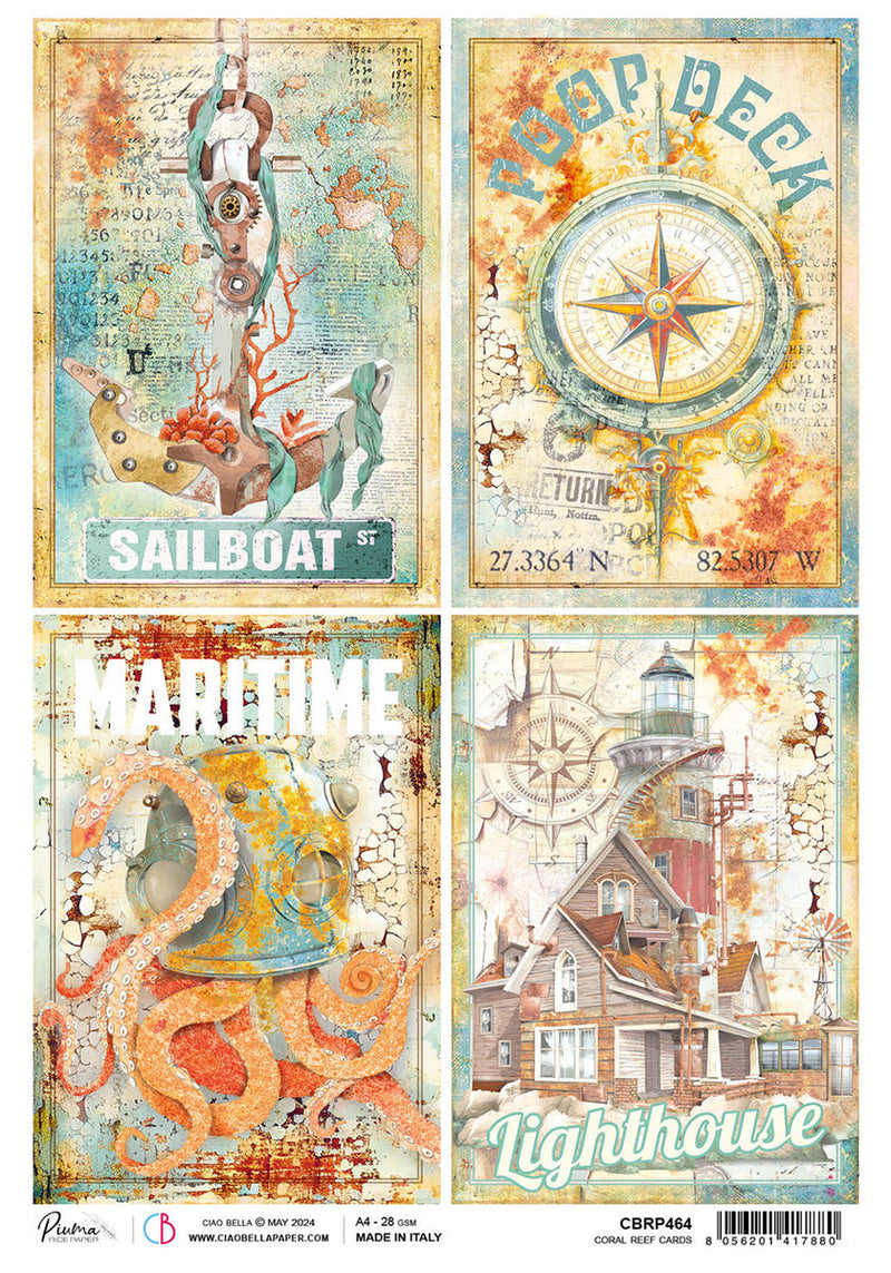 Rice Paper A4 Coral Reef Cards - 5 Sheets-1