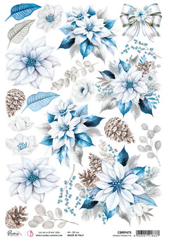 Rice Paper A4 Frozen Poinsettia - 5 Sheets-1