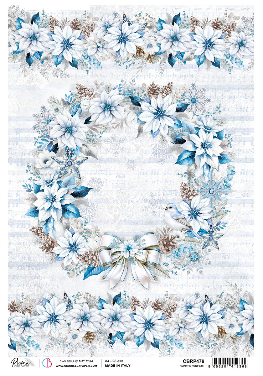 Rice Paper A4 Winter Wreath - 5 Sheets-1