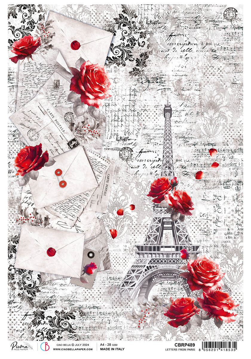 Rice Paper A4 Letters From Paris - 5 Sheets-1