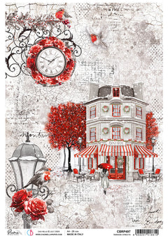 Rice Paper A4 Parisian Streets - 5 Sheets-1