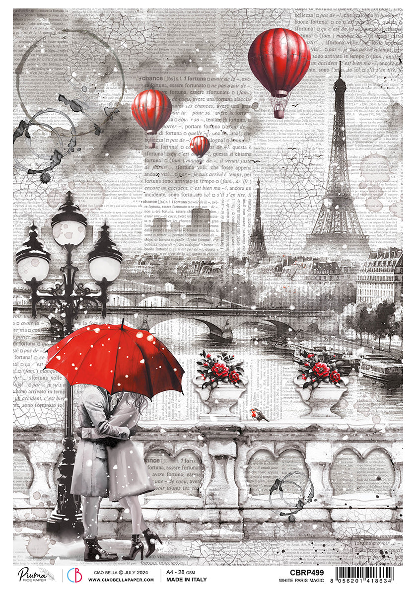 Rice Paper A4 White Magic Paris - 5 Sheets-1