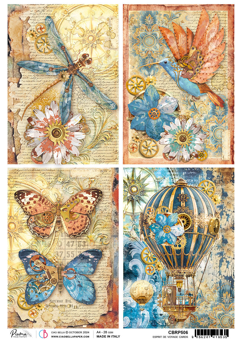 Rice Paper A4 Esprit de Voyage Cards-1