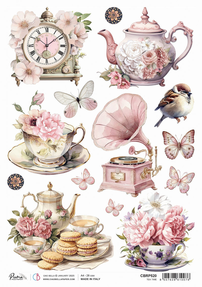 Rice Paper A4 Tea Time - 5 Sheets-1