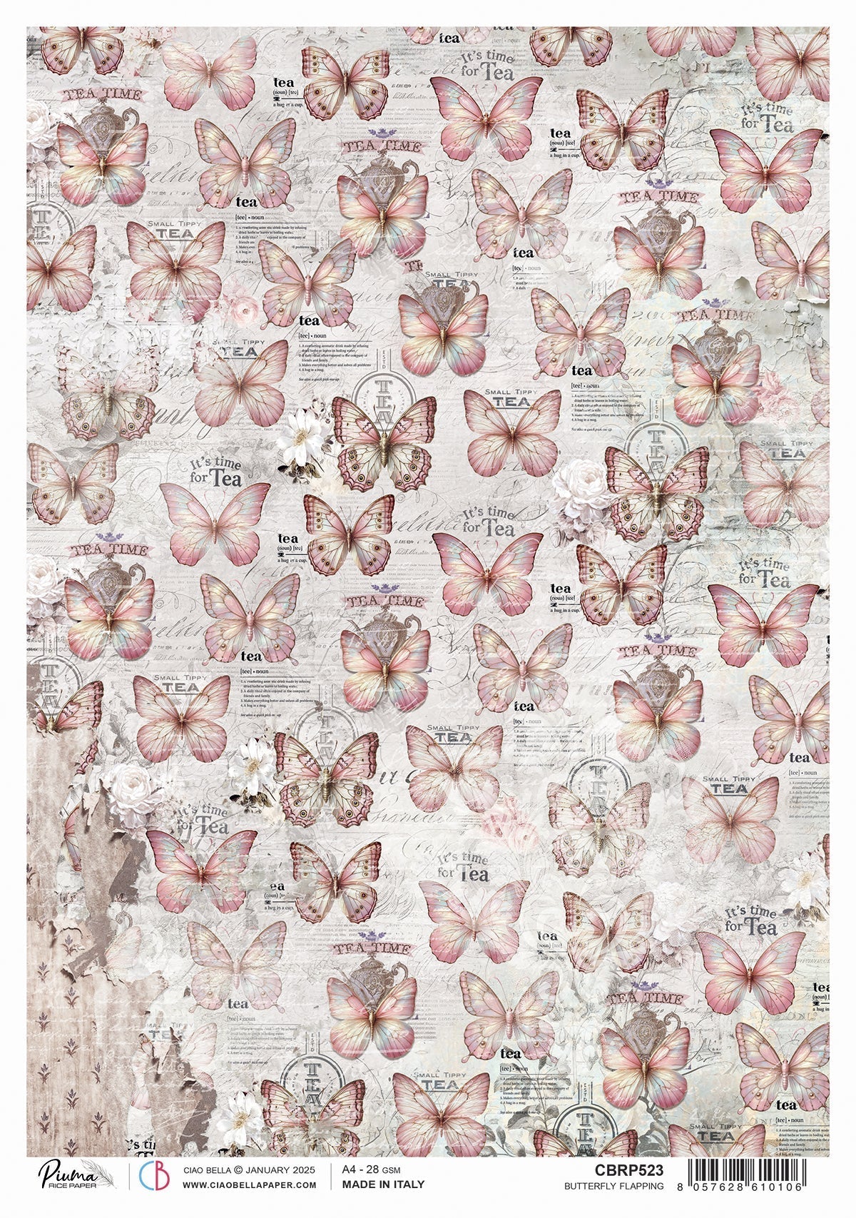 Rice Paper A4 Butterfly flapping - 5 Sheets-1