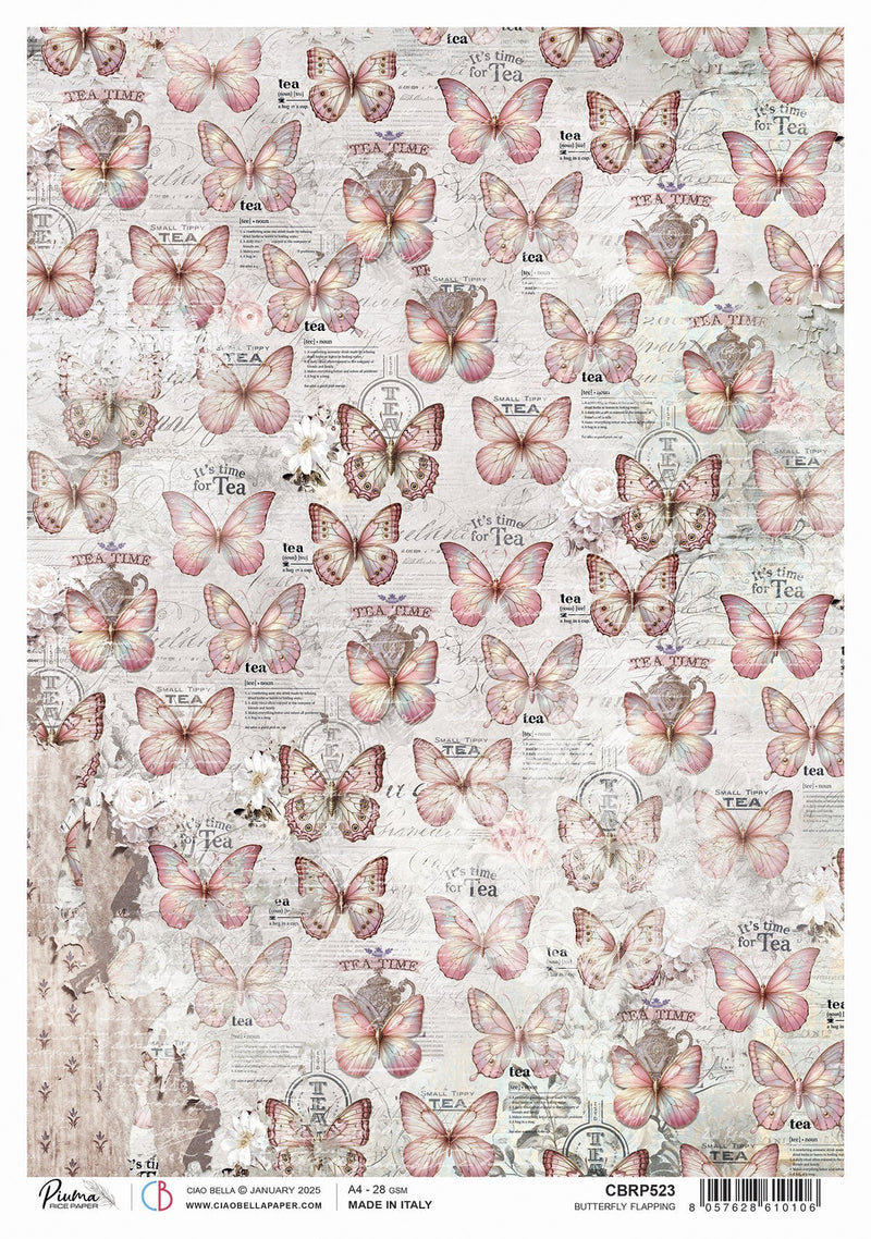 Rice Paper A4 Butterfly flapping - 5 Sheets-1