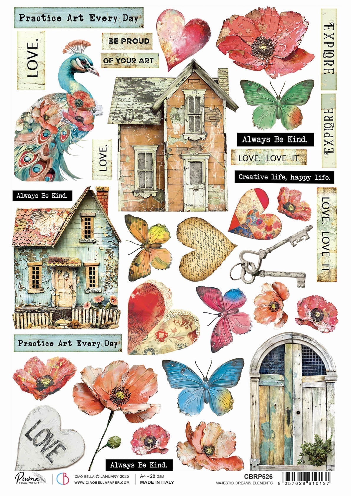Rice Paper A4 Majestic Dreams elements - 5 Sheets-1
