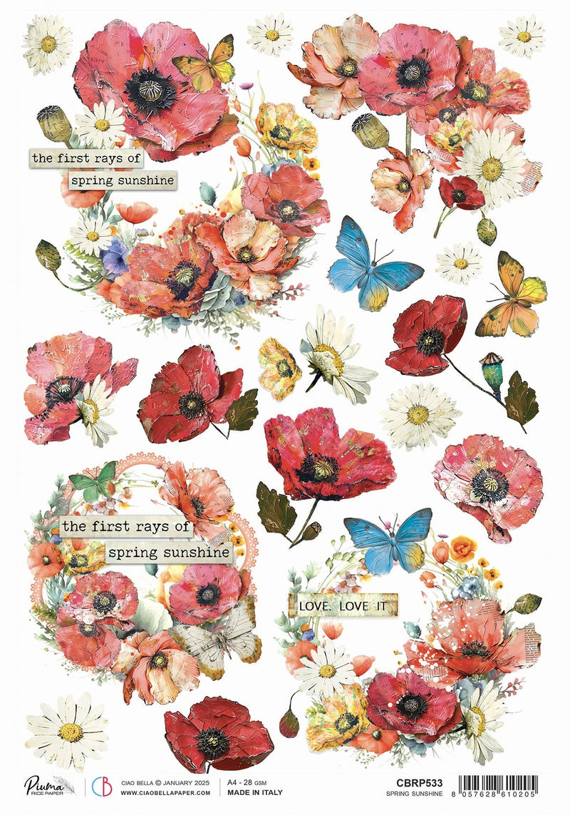 Rice Paper A4 Spring sunshine - 5 Sheets-1