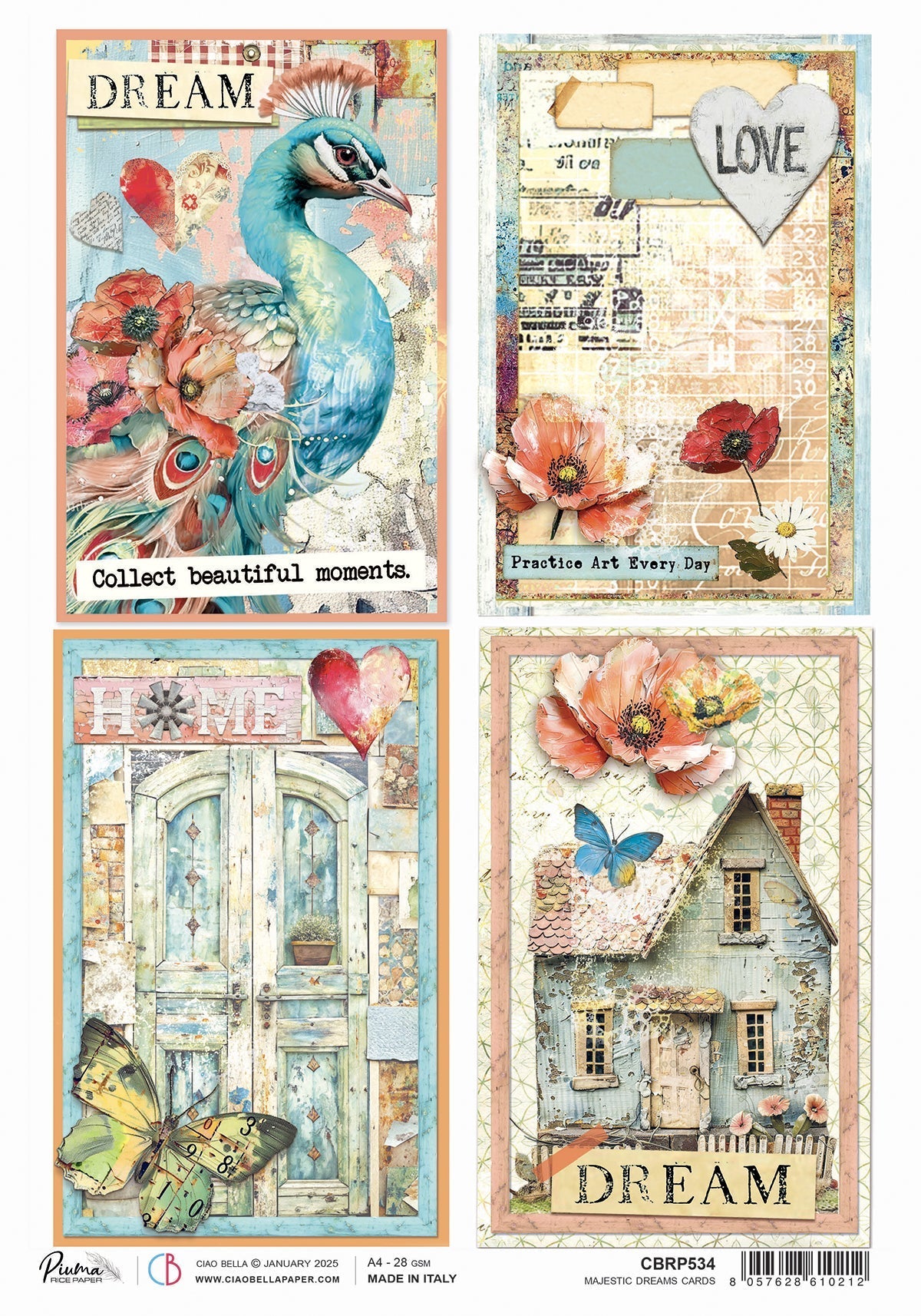 Rice Paper A4 Majestic Dreams cards - 5 Sheets-1