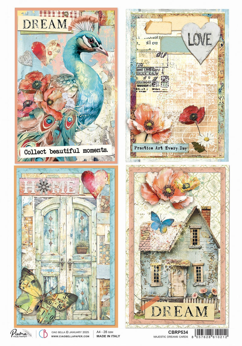 Rice Paper A4 Majestic Dreams cards - 5 Sheets-1