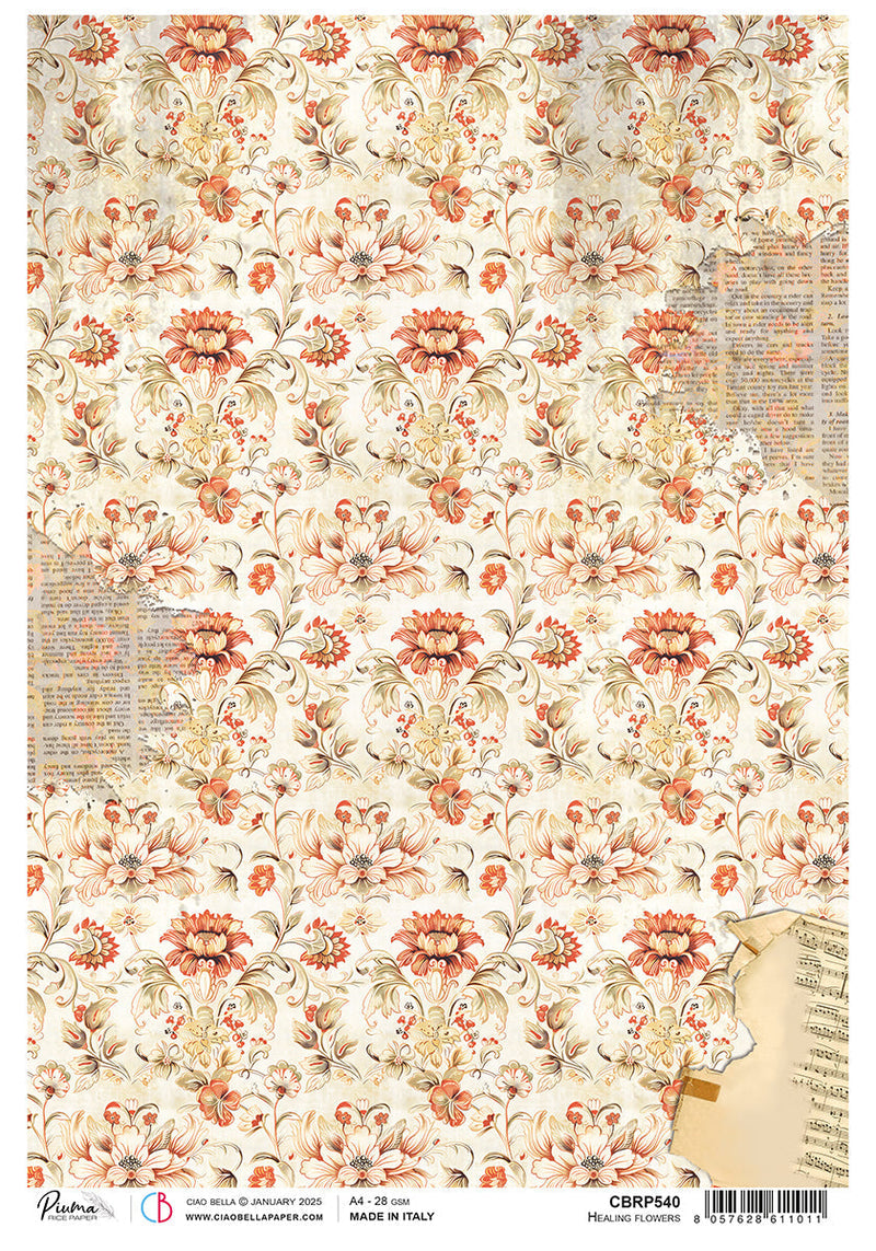 Rice Paper A4 Healing Flowers - 5 Sheets-1