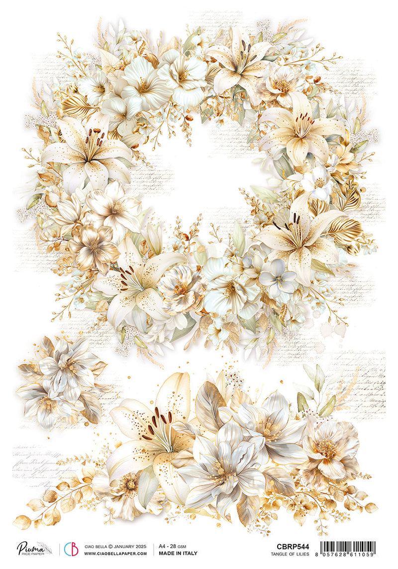 Rice Paper A4 Tangle Of Lilies - 5 Sheets-1