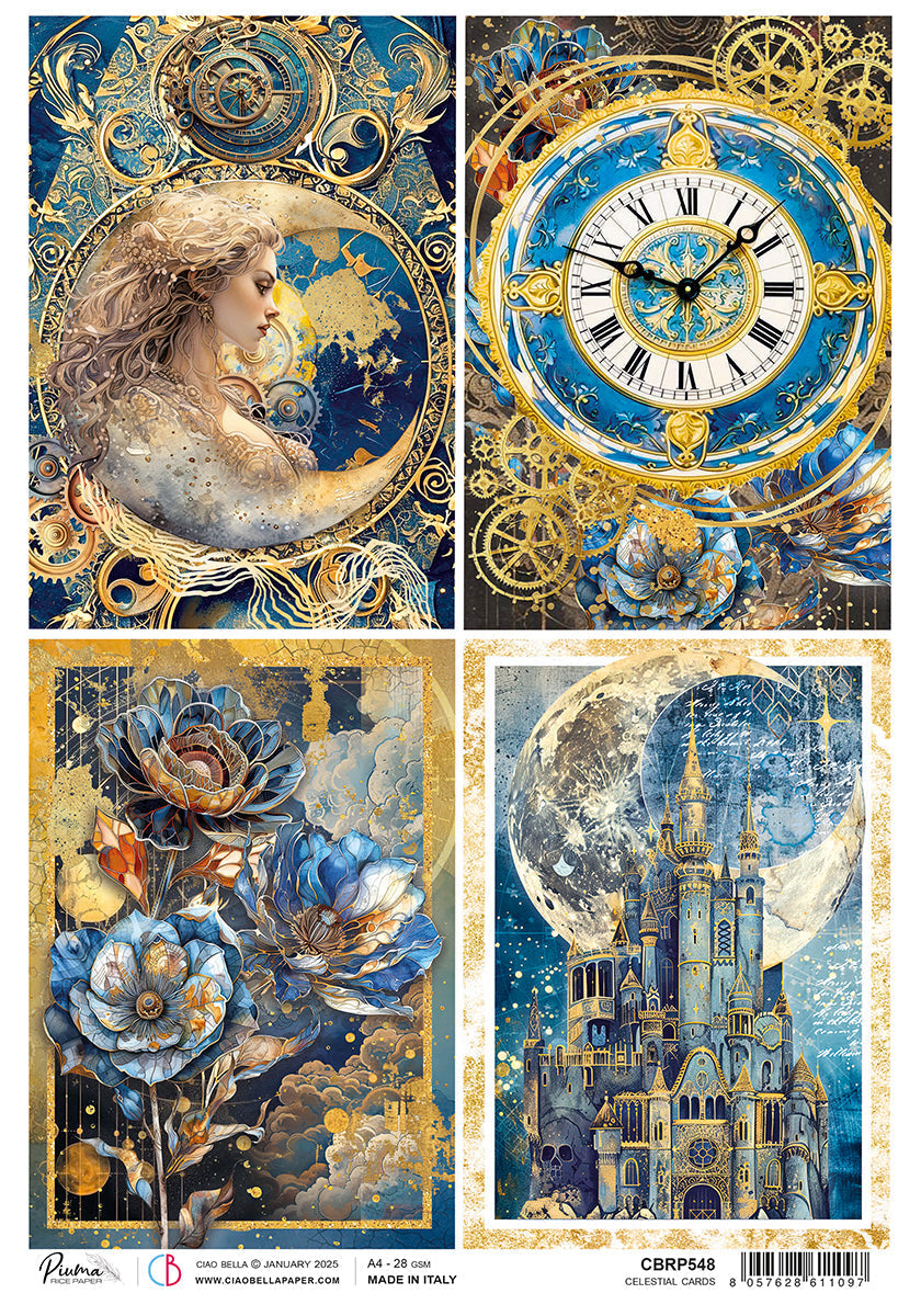 Rice Paper A4 Celestial Cards - 5 Sheets-1