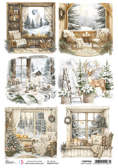 Rice Paper A4 Winter Frames - 5 Sheets-1