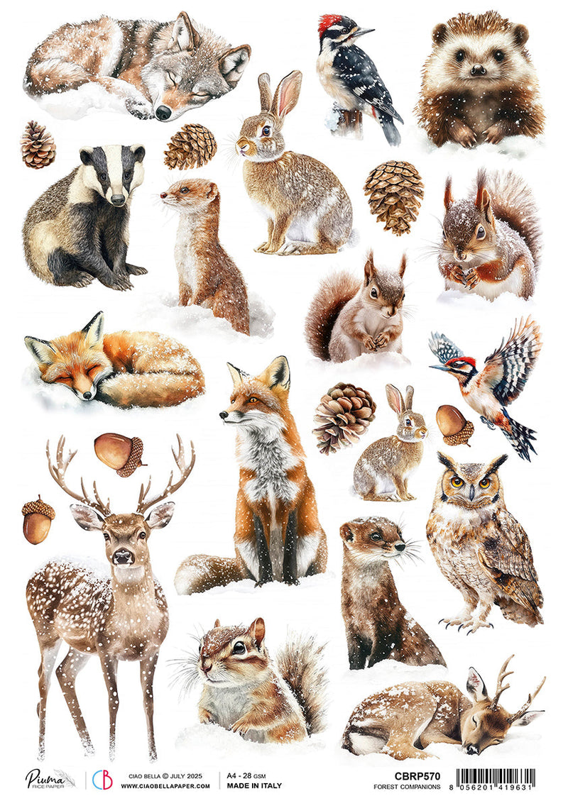 Rice Paper A4 Forest Companions - 5 Sheets-1