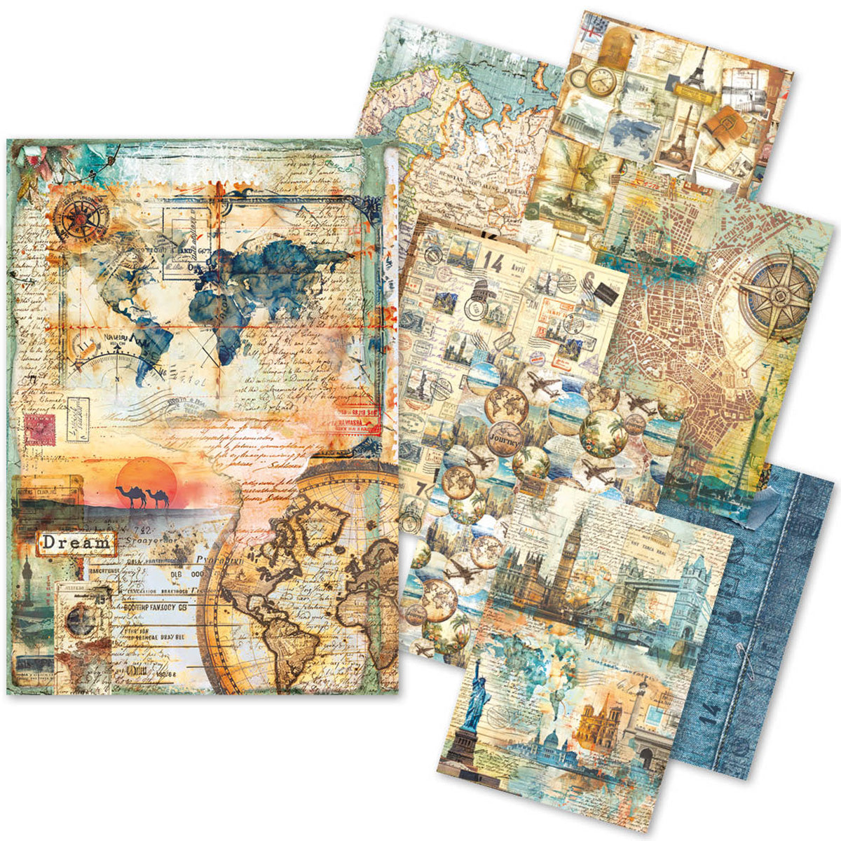Rice Paper A5 MIXED 8/Pkg Wanderlust-1