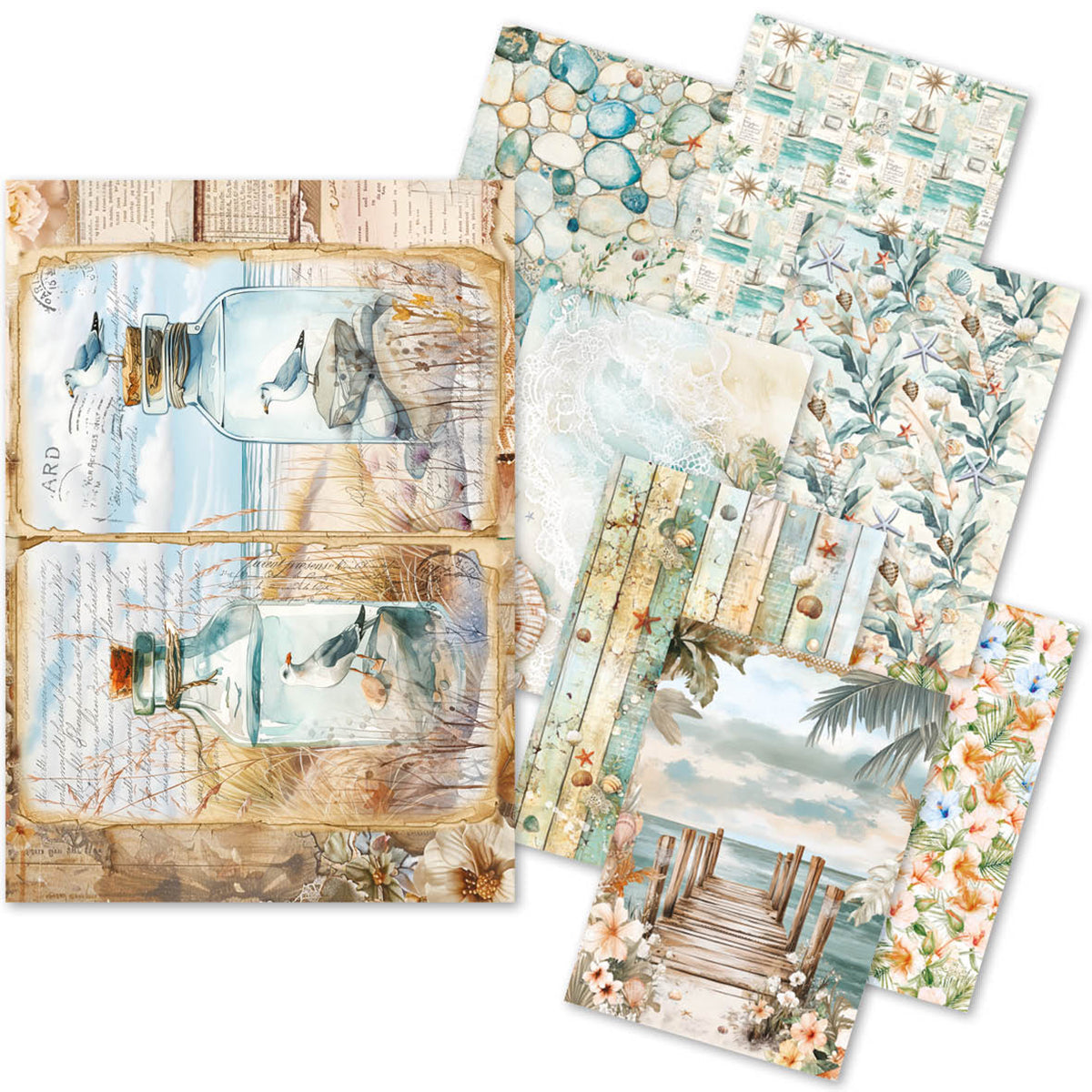 Papier de riz A5 ASSORTI 8 feuilles Jours d'été-1