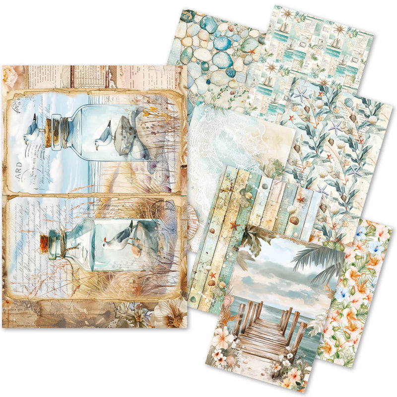 Papier de riz A5 ASSORTI 8 feuilles Jours d'été-1