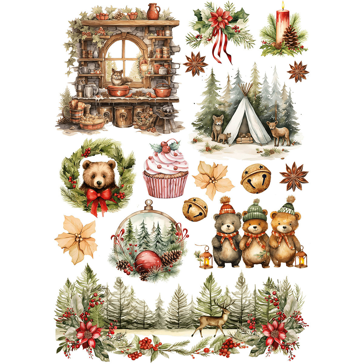 Rice Paper A5 MIXED 8/Pkg Hot Cocoa & Holly-5