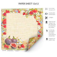 Ciao Bella Sweet Countryside Paper Sheet 12"x12" 1 Sheet-2