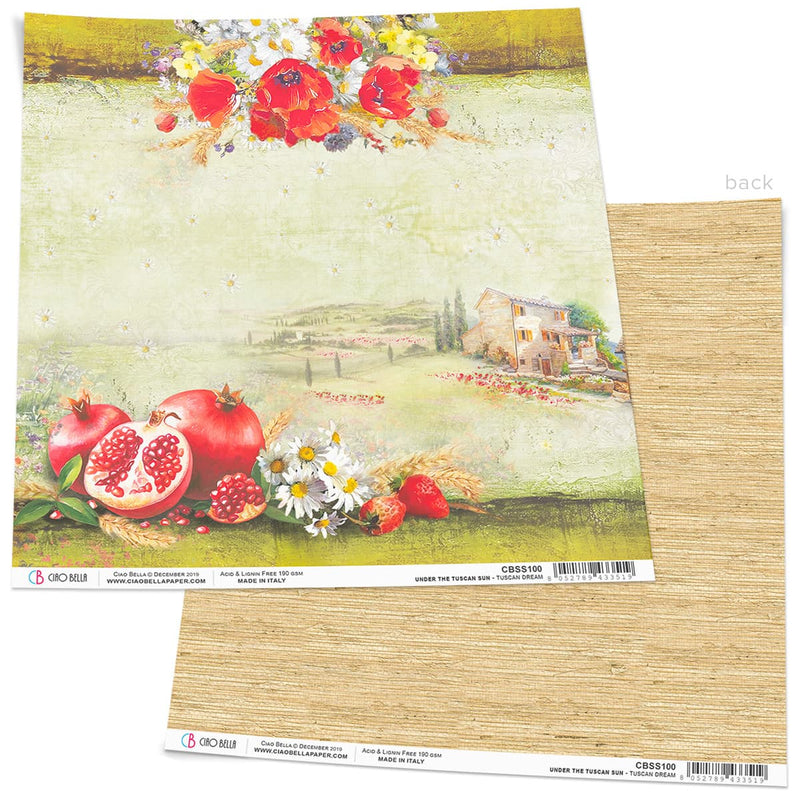Ciao Bella Tuscan Dream Paper Sheet 12"x12" 1 Sheet-1