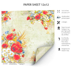 Ciao Bella Wildflower Paper Sheet 12"x12" 1 Sheet-2