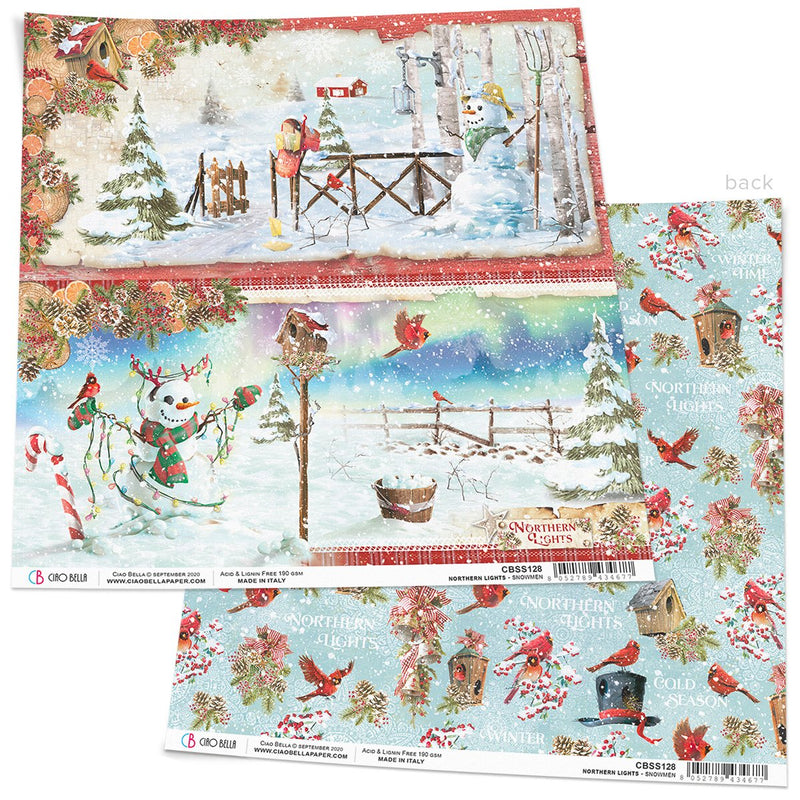 Ciao Bella Snowmen Paper Sheet 12"x12" 1 Sheet-1