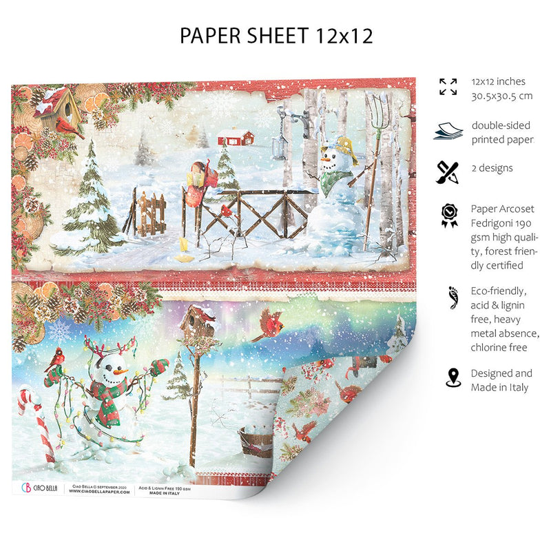 Ciao Bella Snowmen Paper Sheet 12"x12" 1 Sheet-2