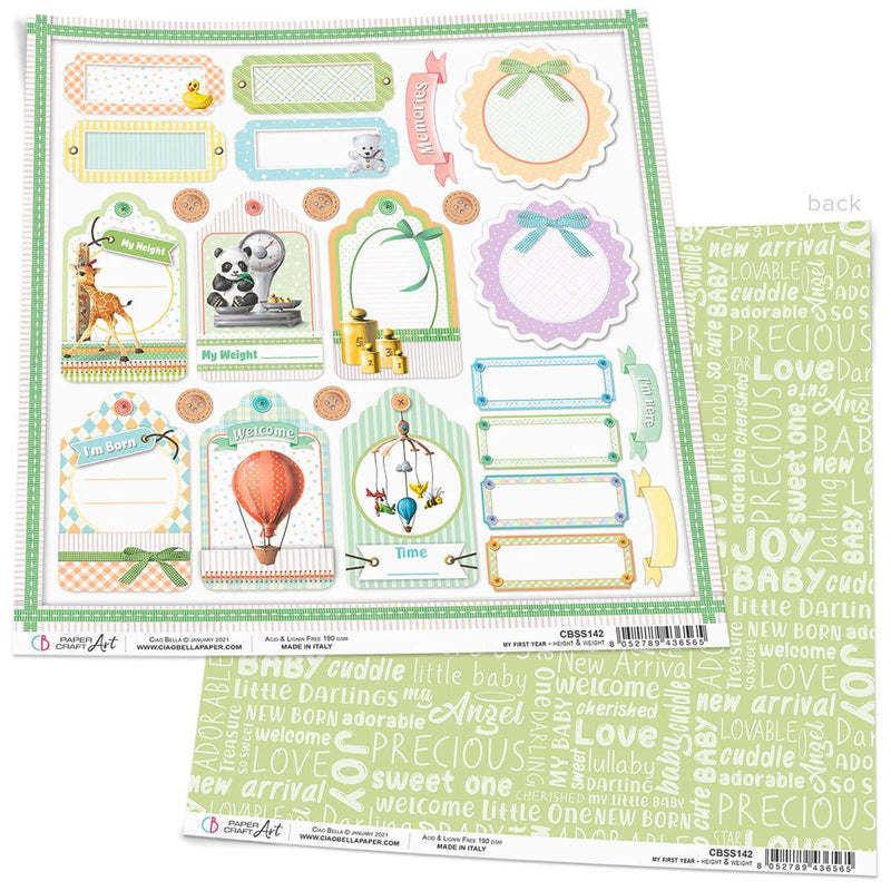 Ciao Bella Height & Weight Paper Sheet 12"x12" 1 Sheet-1