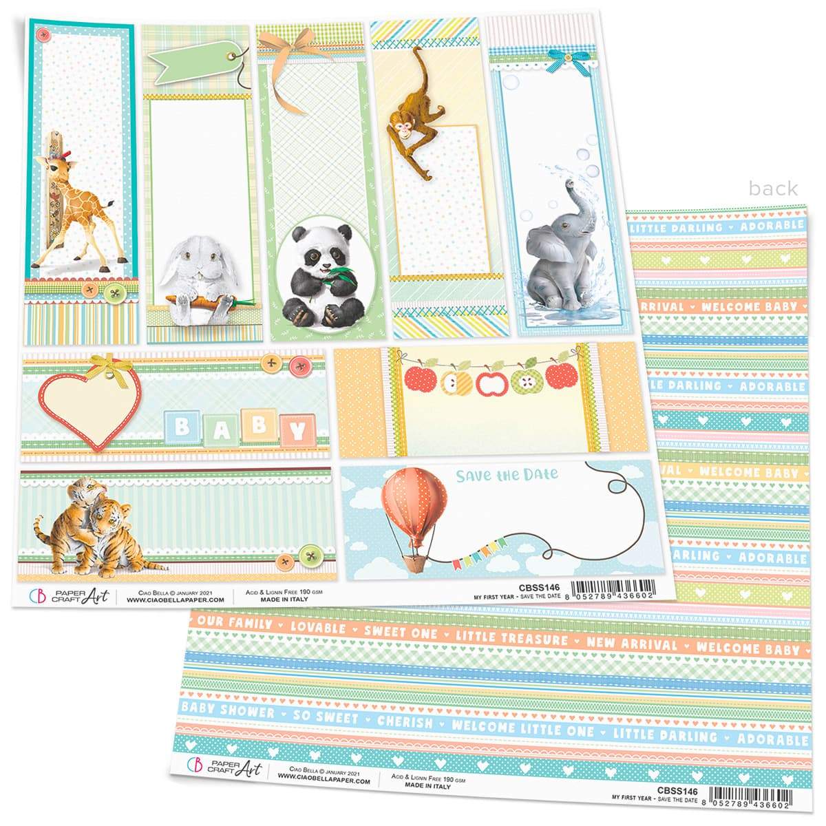 Ciao Bella Save the Date Paper Sheet 12"x12" 1 Sheet-1