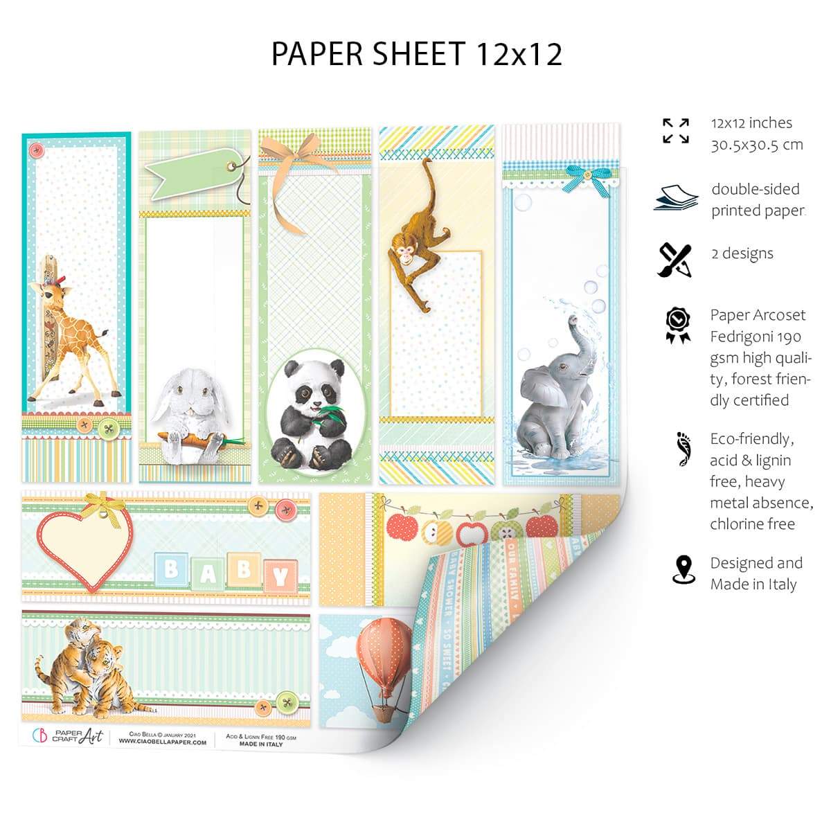 Ciao Bella Save the Date Paper Sheet 12"x12" 1 Sheet-2