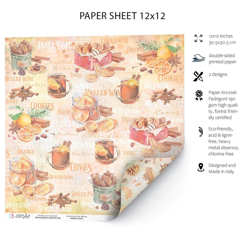 Ciao Bella Cinnamon & Co Paper Sheet 12"x12" 1 Sheet-2
