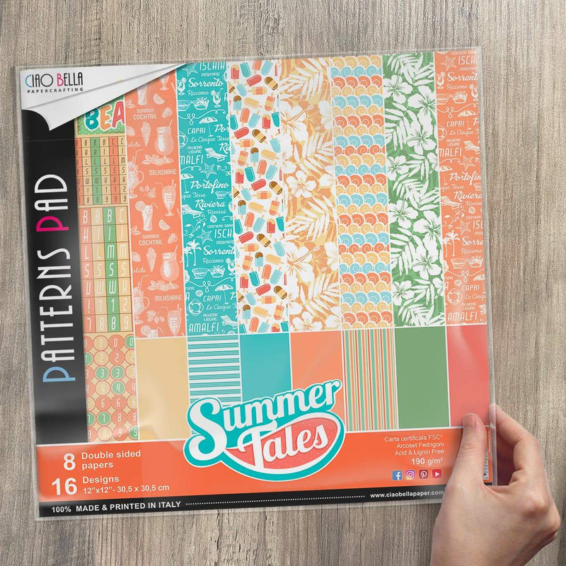 Ciao Bella Summer Tales Patterns Pad 12"x12" 8/Pkg-4