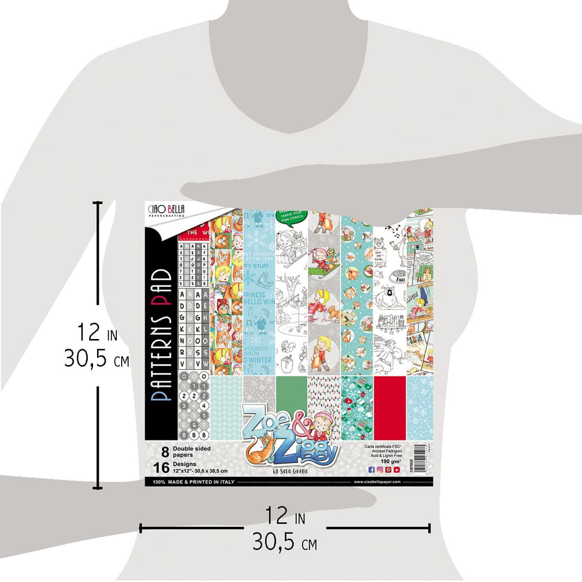 Ciao Bella Zoe & Ziggy Patterns Pad 12"x12" 8/Pkg-5