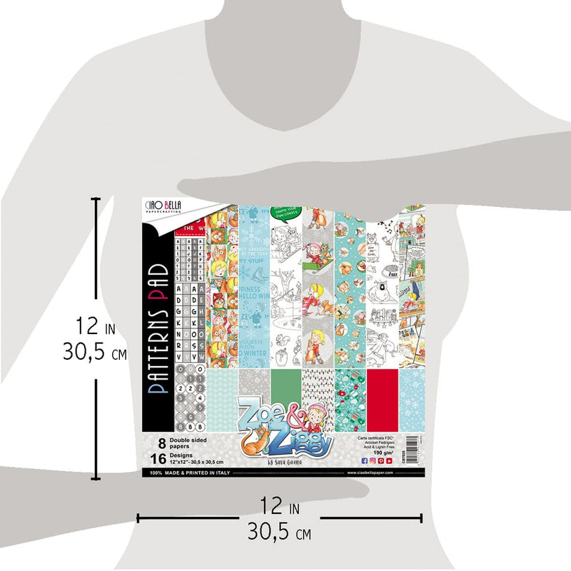 Ciao Bella Zoe & Ziggy Patterns Pad 12"x12" 8/Pkg-5