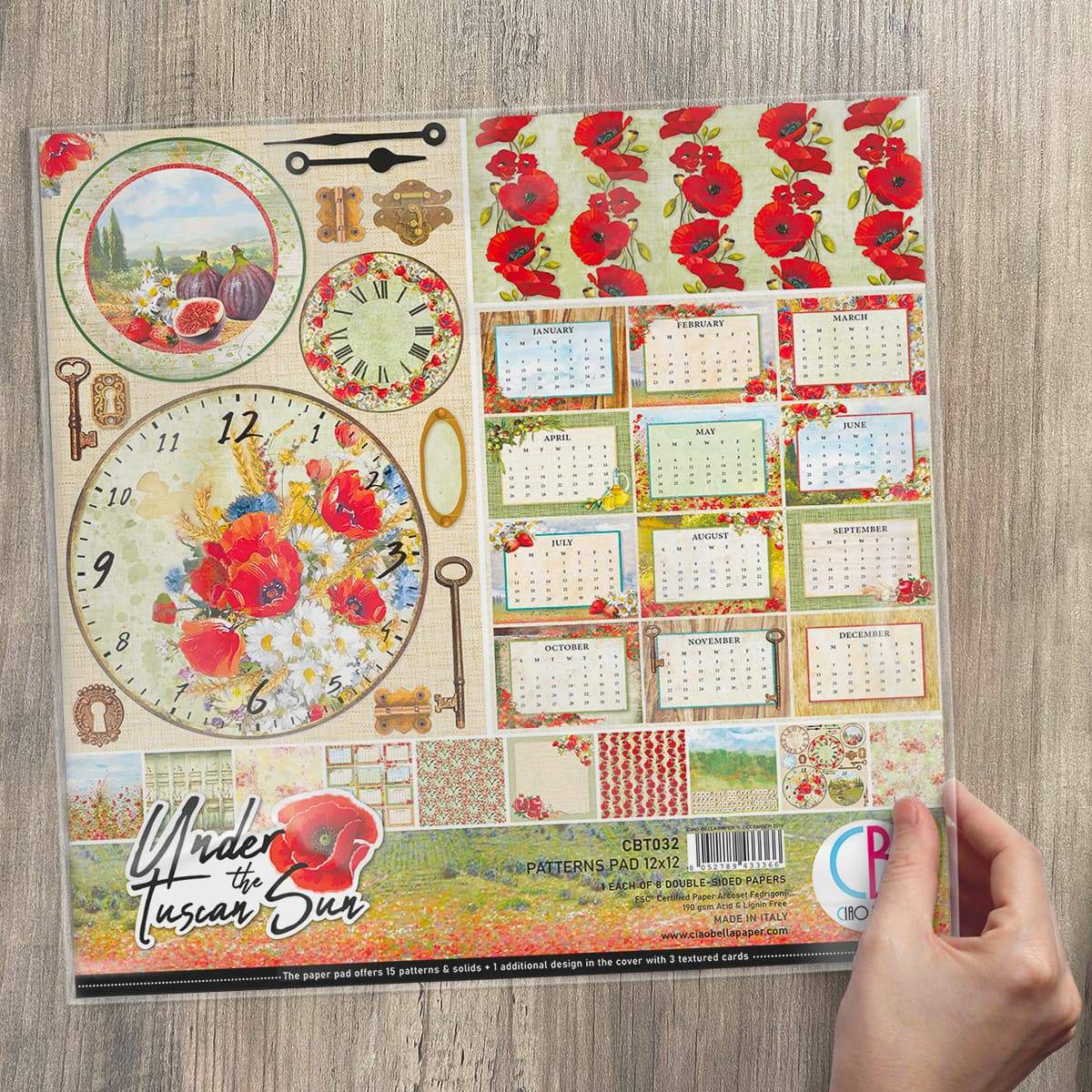 Ciao Bella Under The Tuscan Sun Patterns Pad 12"x12" 8/Pkg-4