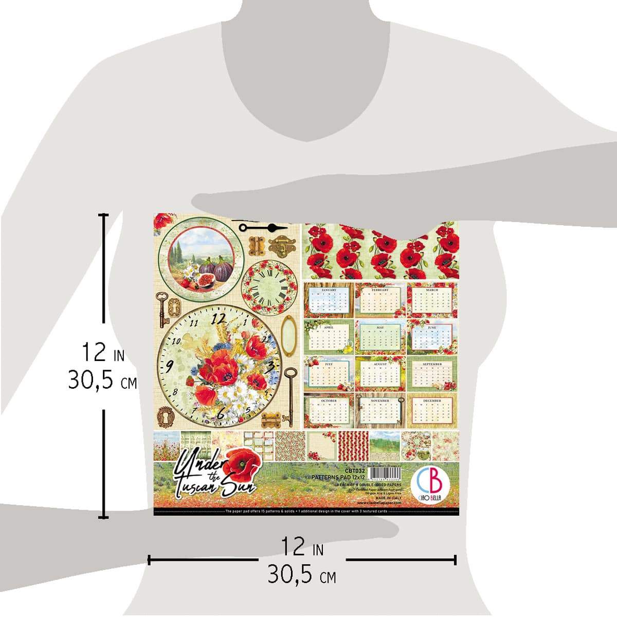 Ciao Bella Under The Tuscan Sun Patterns Pad 12"x12" 8/Pkg-6