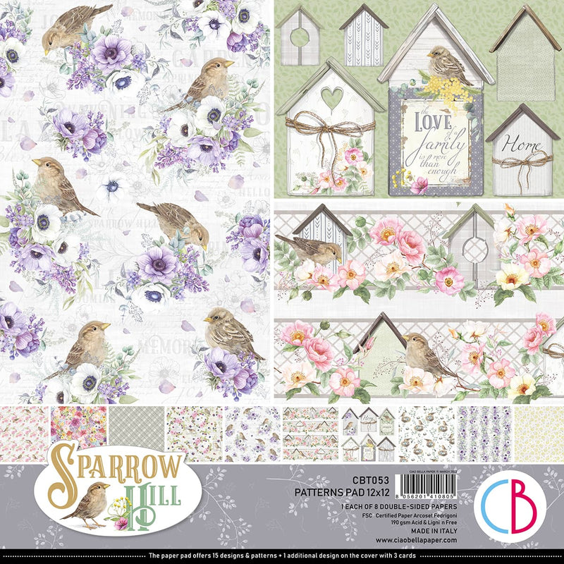 Ciao Bella Sparrow Hill Patterns Pad 12x12 8/Pkg-1