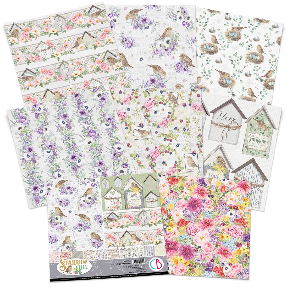 Ciao Bella Sparrow Hill Patterns Pad 12x12 8/Pkg-2