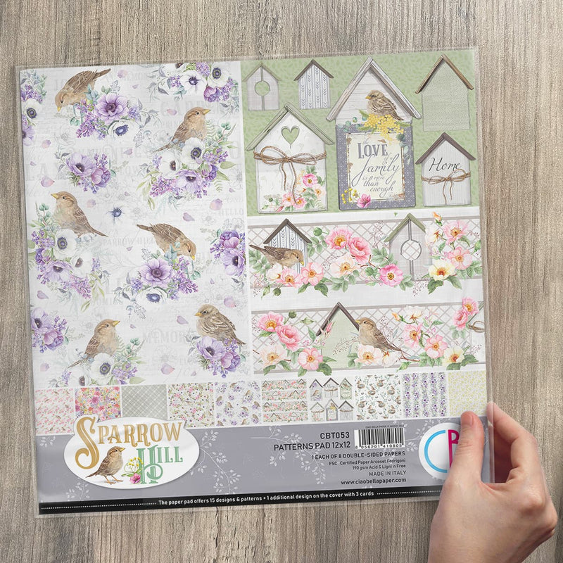 Ciao Bella Sparrow Hill Patterns Pad 12x12 8/Pkg-5