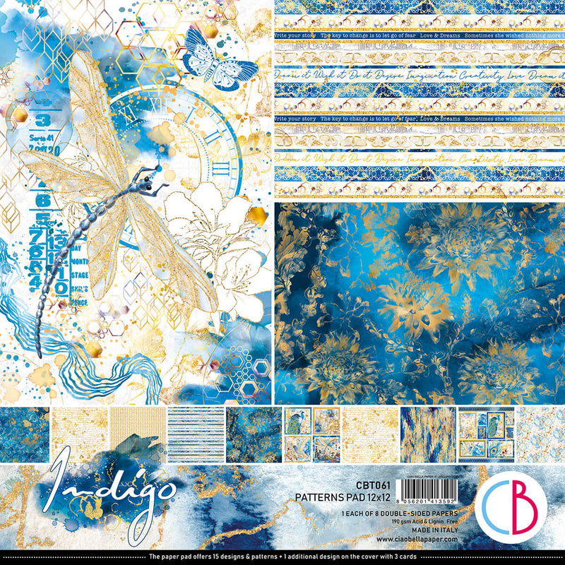 Indigo Patterns Pad 12x12 8/Pkg-1