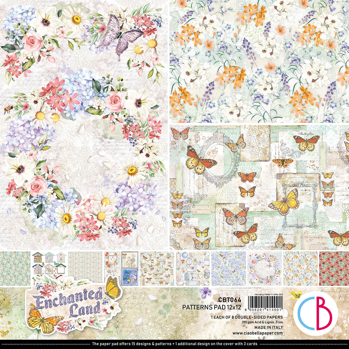 Ciao Bella Enchanted Land Patterns Pad 12"x12" 8/Pkg-1