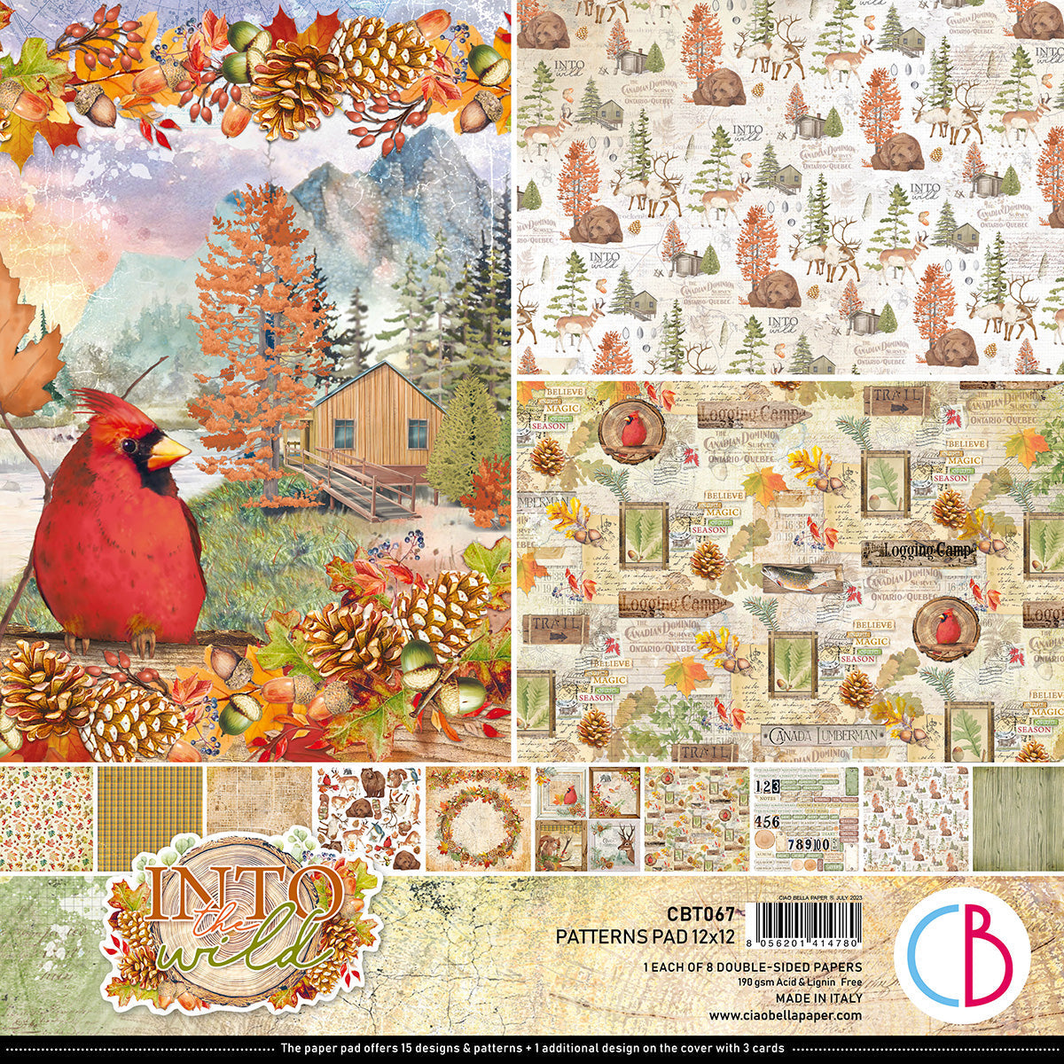 Ciao Bella Into The Wild  Patterns Pad 12"x12" 8/Pkg-1